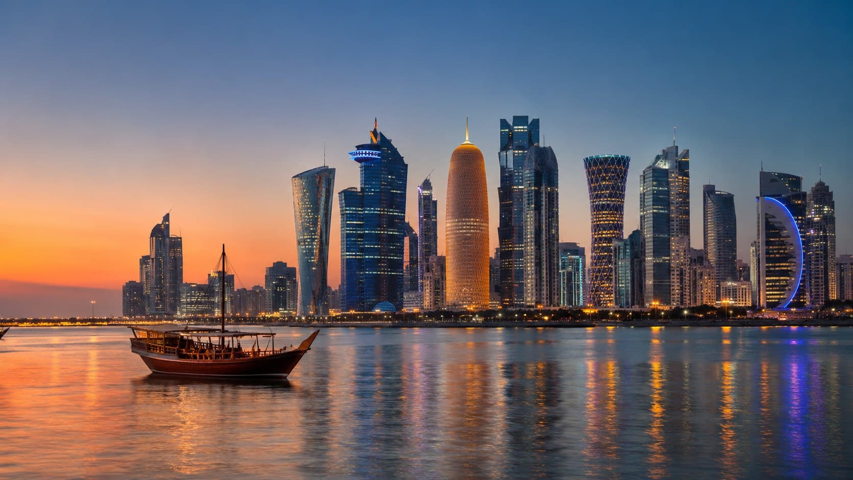 Doha skyline at dusk