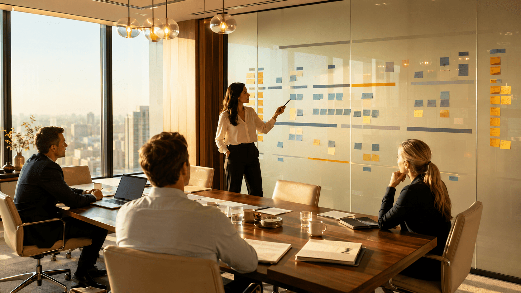 Consulting strategy session - roadmap and governance planning around the boardroom table