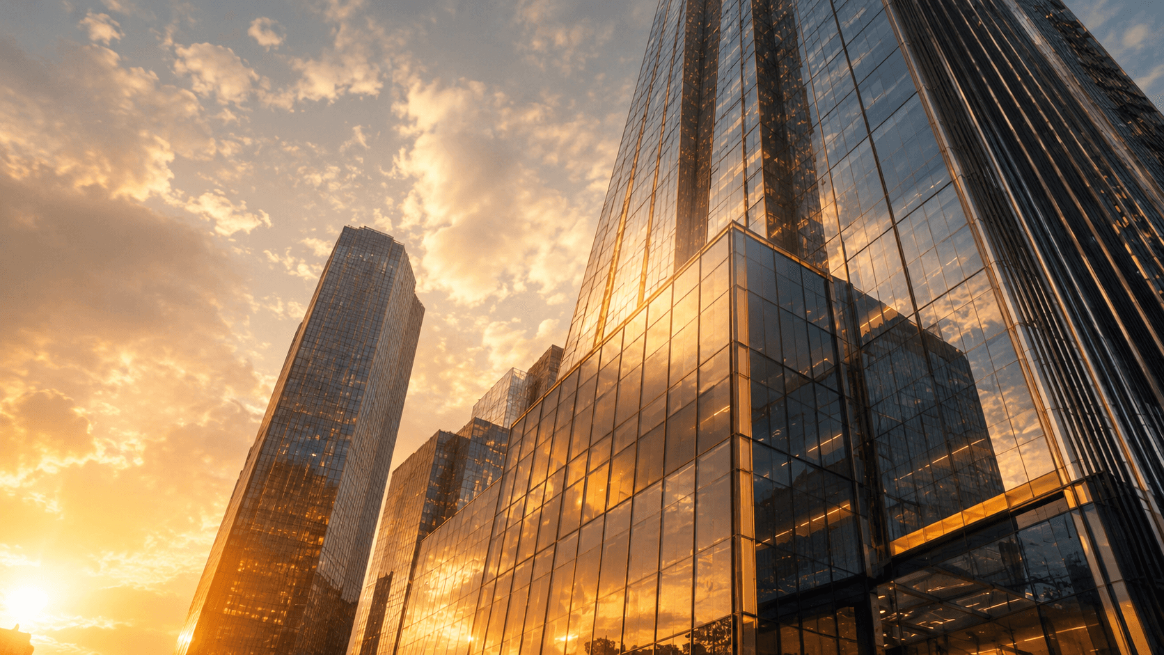 Glass towers at golden hour - the enterprise environments behind ISIT's delivery heritage